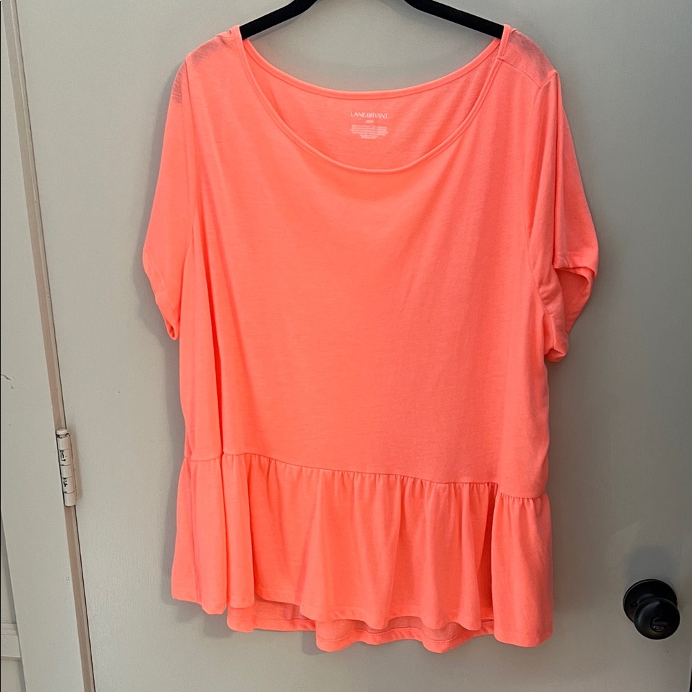 Lane Bryant Neon Pink Peplum Top